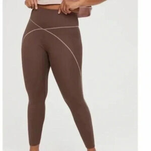 👟2/$20👟OFFLINE by Aerie Goals 7/8 High Rise Brown Pop Stitch Leggings XS